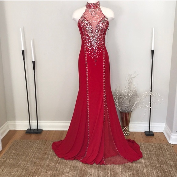 Mac Duggal Dresses & Skirts - Mac Duggal Cassandra Stone Red Beaded Dress